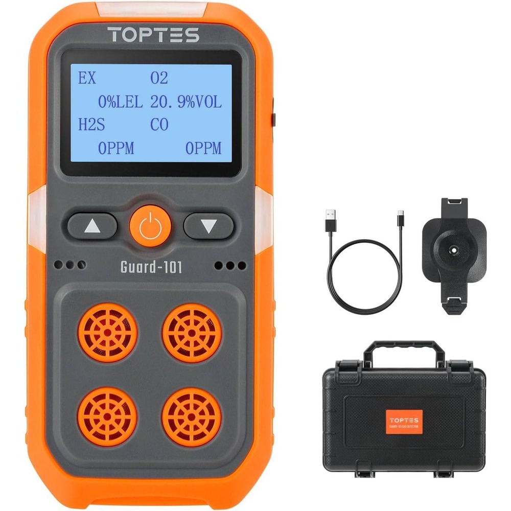 TopTes Guard-101 4 in 1 Gas Detector, Monitor for H2S, CO, LEL and O2